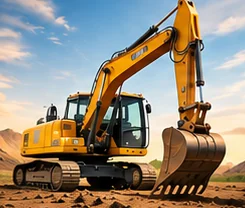 Excavator digging on an earthmoving site