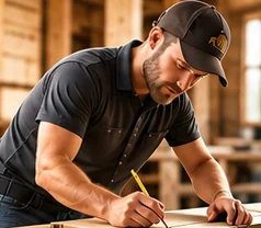Builder marking out timber on a job